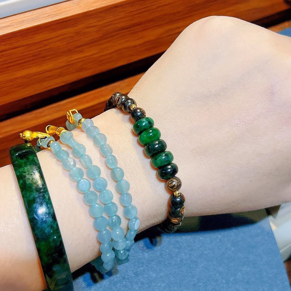 Vòng Tay Trầm Hương Sánh Phối Ngũ Điếu Ngọc Cẩm Thạch Sơn Thủy Thiên Nhiên - Thắng Giang - Ảnh 3