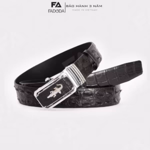 Thắt Lưng Da Cá Sấu Thật Fcb02Gd Dây Ghép Bản Nhỏ 3,5Cm Màu Đen -Fadoda