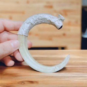 Mặt Dây Chuyền Nanh Heo Thật Bọc Bạc Ta Cổ - Thắng Giang