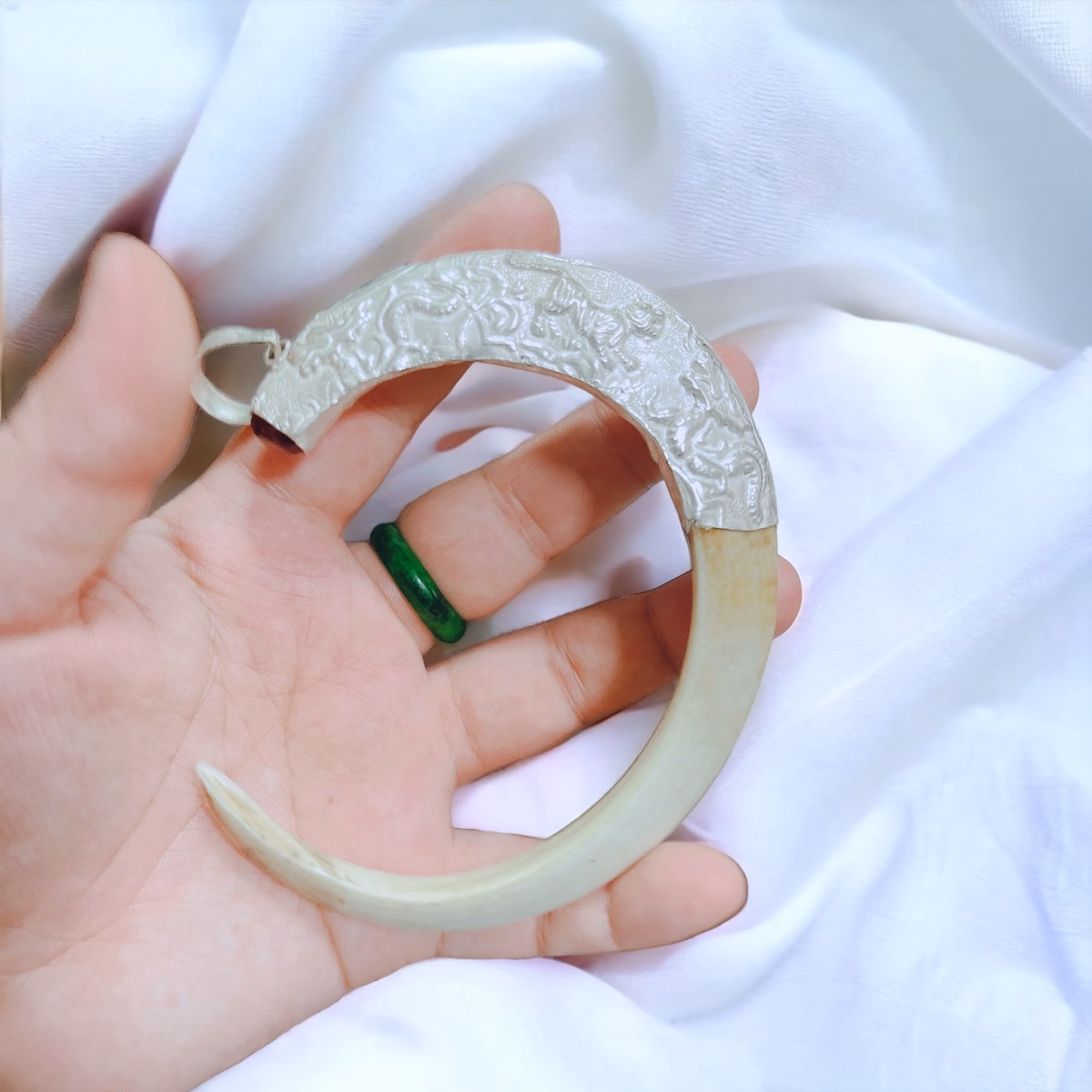 Mặt Dây Chuyền Nanh Heo Thật Bọc Bạc Ta Cổ - Thắng Giang - Ảnh 3