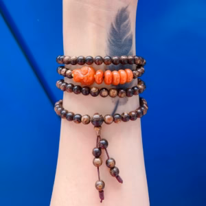 Vòng Tay Trầm Hương Sánh Chìm Thiên Nhiên Phối Hồ Ly Ngũ Điếu Ngọc Cẩm Thạch Huyết - Thắng Giang