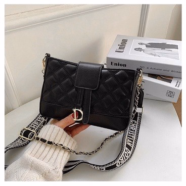 Túi Xách Nữ Vân Trám Tag Chữ D Dây Bản To Cá Tính Vl07 -Jinbbq