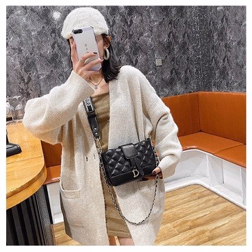 Túi Xách Nữ Vân Trám Tag Chữ D Dây Bản To Cá Tính Vl07 -Jinbbq - Ảnh 3