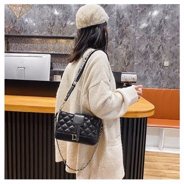 Túi Xách Nữ Vân Trám Tag Chữ D Dây Bản To Cá Tính Vl07 -Jinbbq - Ảnh 4