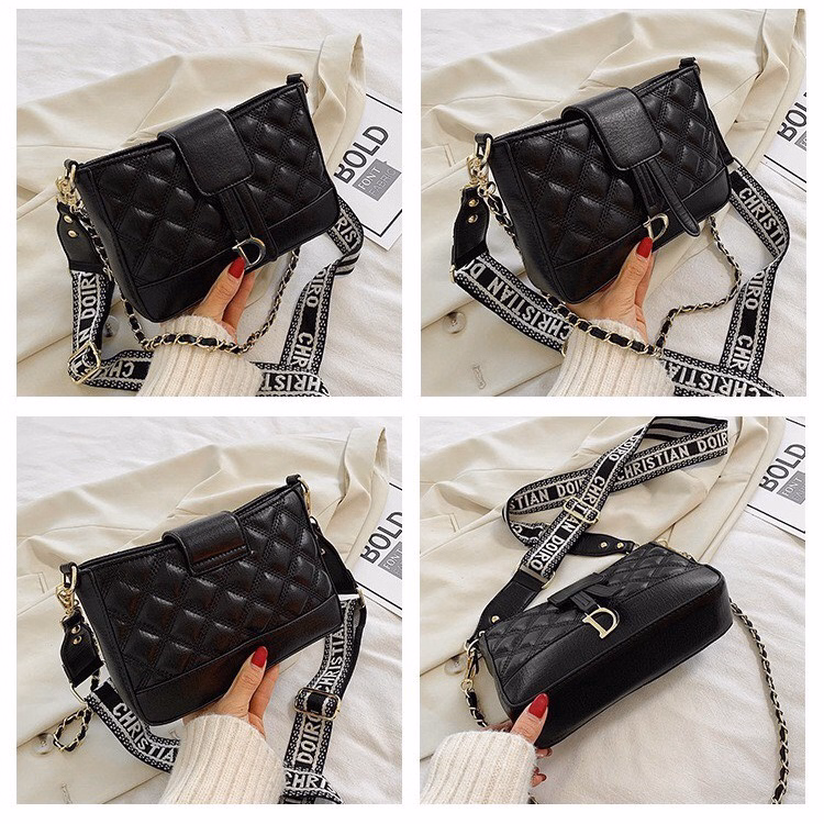 Túi Xách Nữ Vân Trám Tag Chữ D Dây Bản To Cá Tính Vl07 -Jinbbq - Ảnh 7