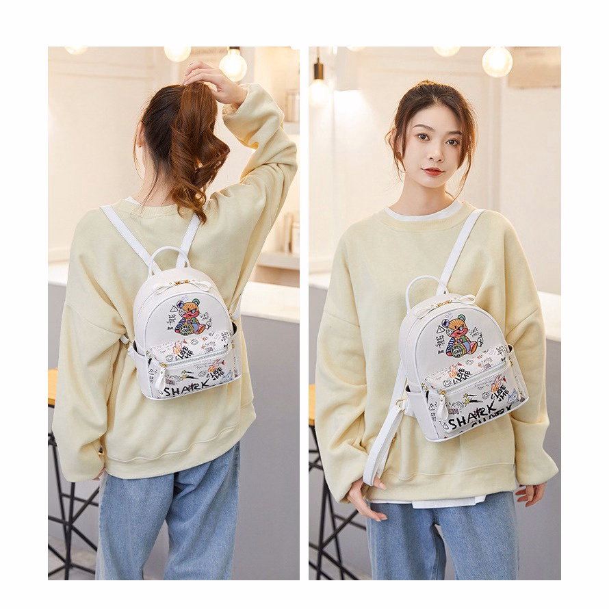 Balo Nữ Họa Tiết Gấu Đi Học, Đi Chơi, Đi Làm Wh66 - Winnie House - Ảnh 6