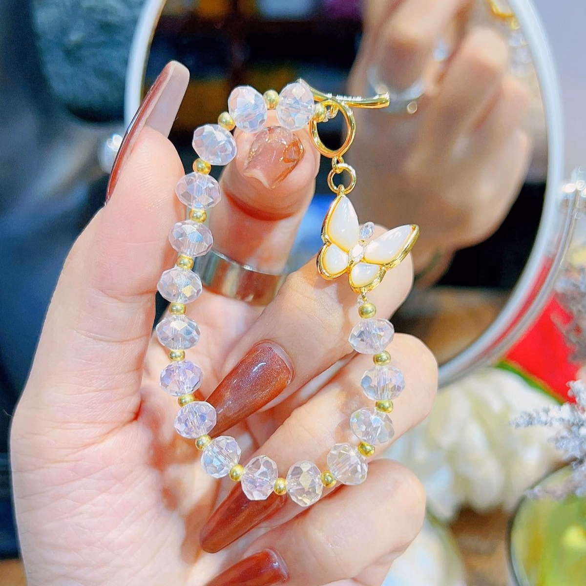 Lắc Tay Khóa Hồ Điệp Pha Lê Phối Bạc Xi Vàng - Thắng Giang - Ảnh 2