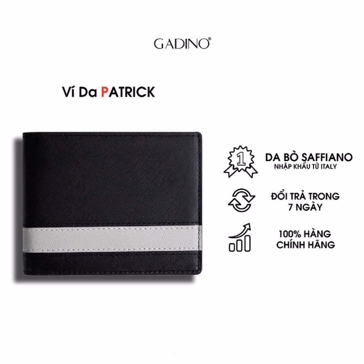 Ví Da Nam Patrick Kiểu Ngang, Đứng Vân Saffiano Nhập Khẩu Cao Cấp Praza - G01