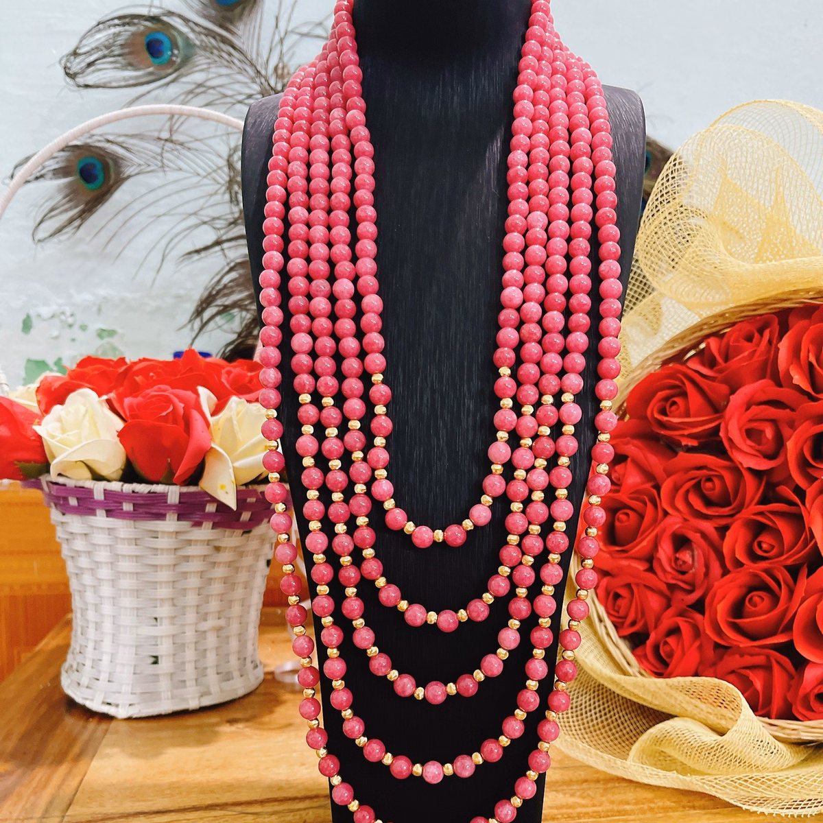 Chuỗi Vòng Cổ Hầu Dâng Thạch Anh Hồng Dáng Dài Đính Hạt Bi Phay - Thắng Giang - Ảnh 2