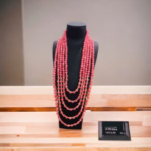 Chuỗi Vòng Cổ Hầu Dâng Thạch Anh Hồng Dáng Dài Đính Hạt Bi Phay - Thắng Giang