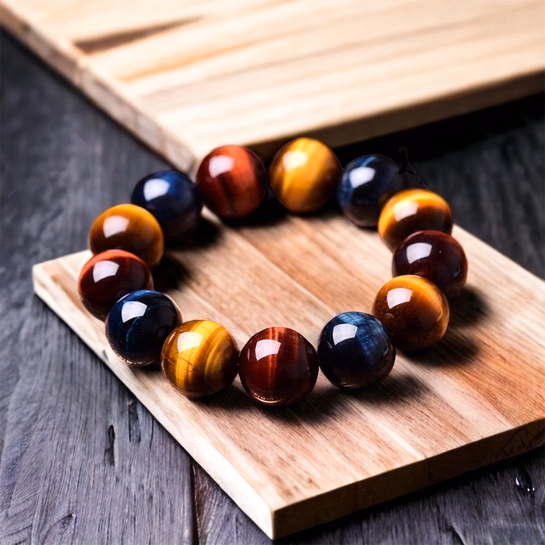 Vòng Tay Nam Đá Thạch Anh Mắt Hổ Đá Sắc 14 Ly - Thắng Giang