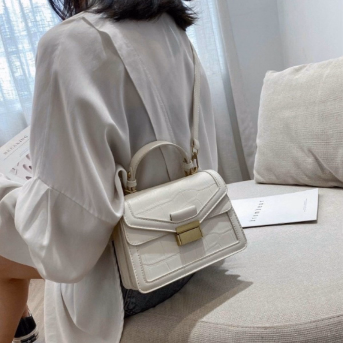 Túi Xách Nữ Đeo Chéo Cao Cấp Vân Da Rắn Phối Màu Đẹp Size 20 T008 - Trùm Sỉ Vn - Ảnh 7