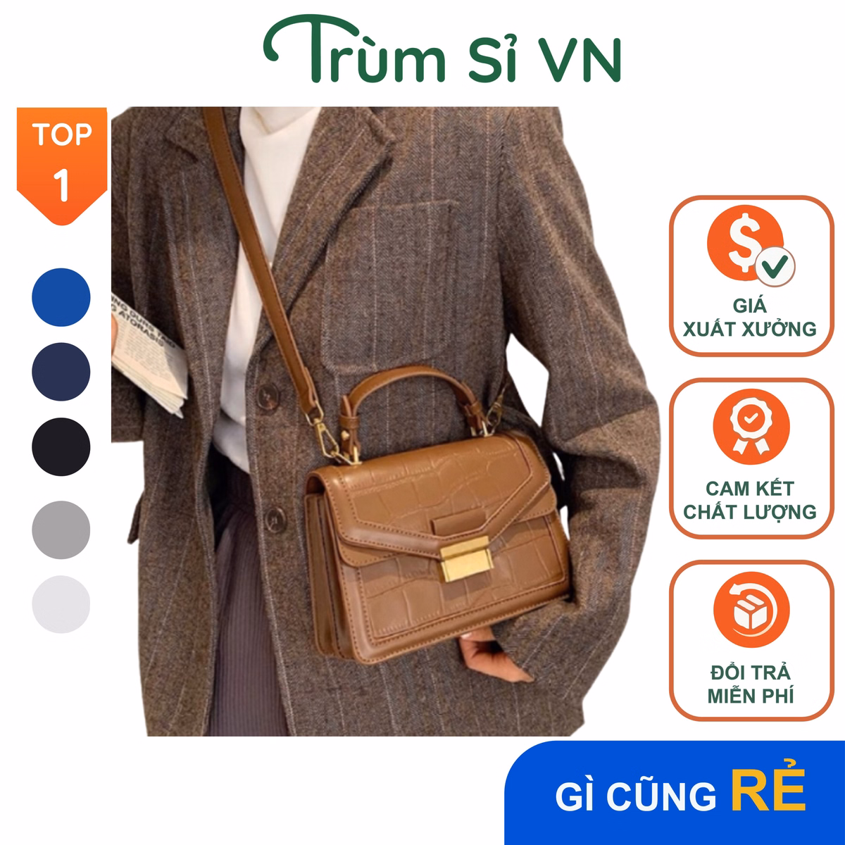 Túi Xách Nữ Đeo Chéo Cao Cấp Vân Da Rắn Phối Màu Đẹp Size 20 T008 - Trùm Sỉ Vn