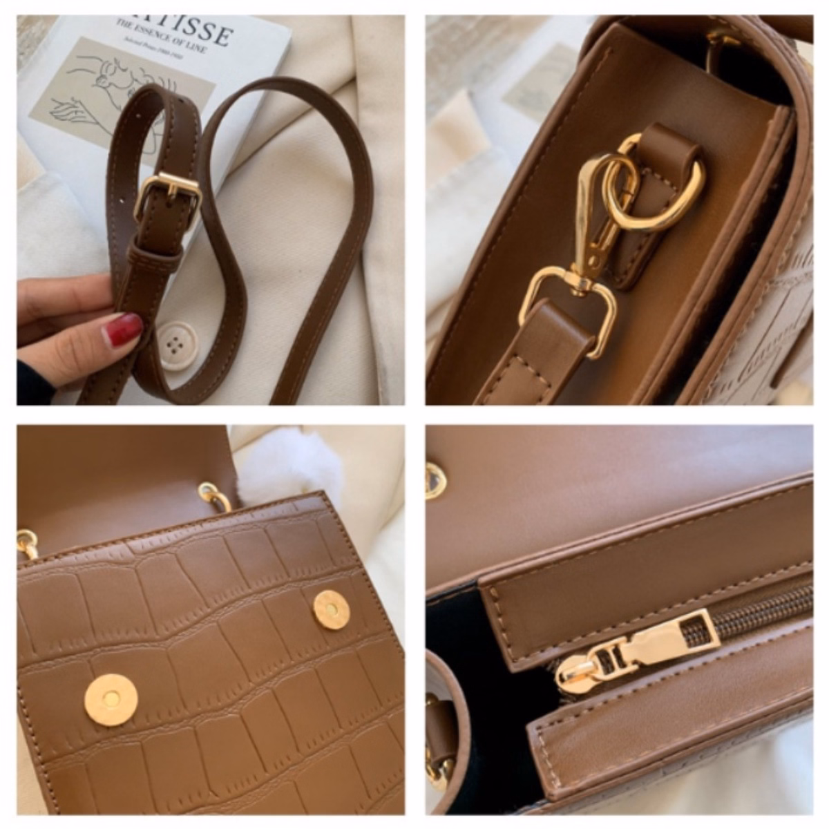 Túi Xách Nữ Có Dây Deo Chéo Da Dập Vân Cao Cấp Size 20 T016 - Trùm Sỉ Vn - Ảnh 6