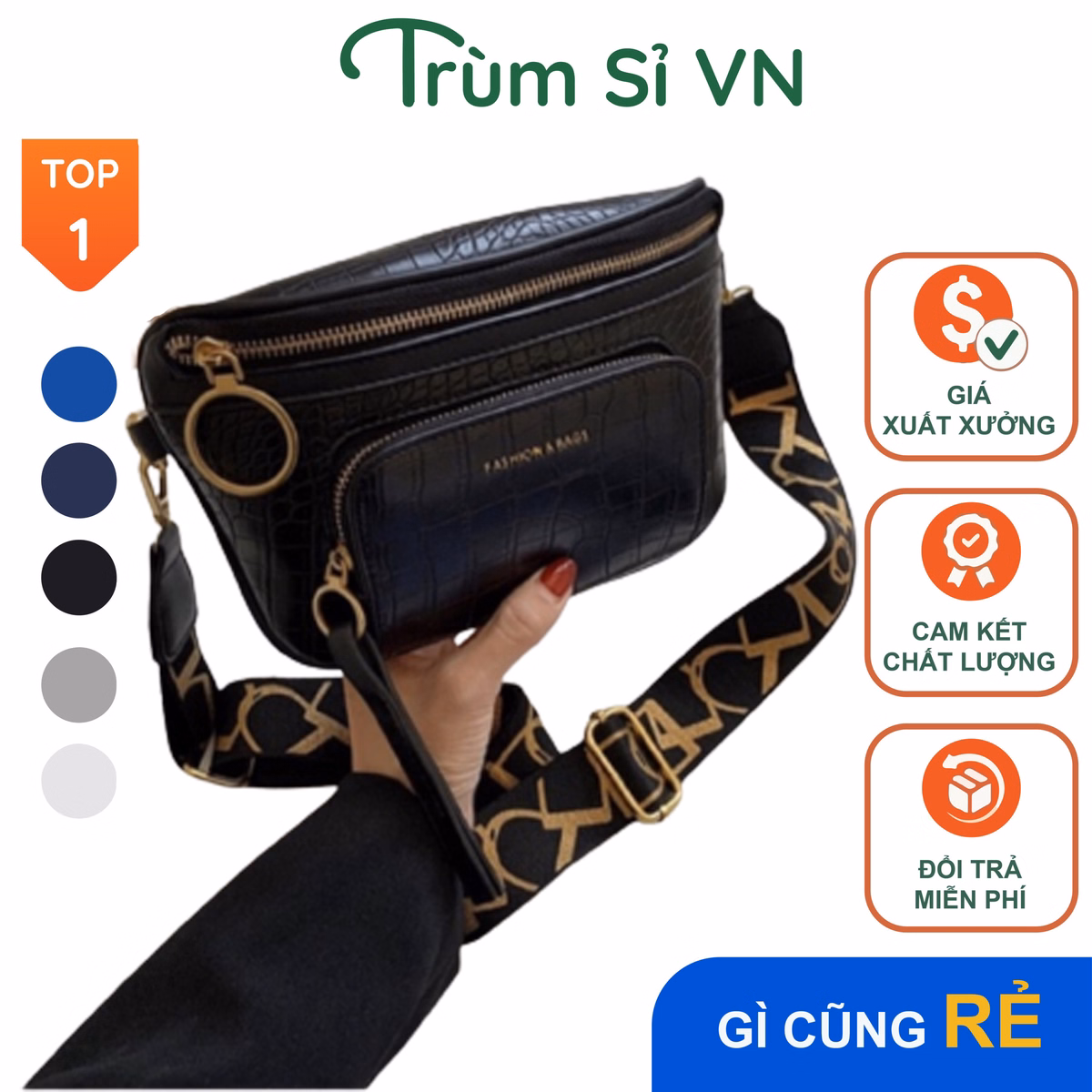 Túi Nữ Bao Tử Đeo Chéo Cao Cấp Dập Vân Size 20 T027 - Trùm Sỉ Vn