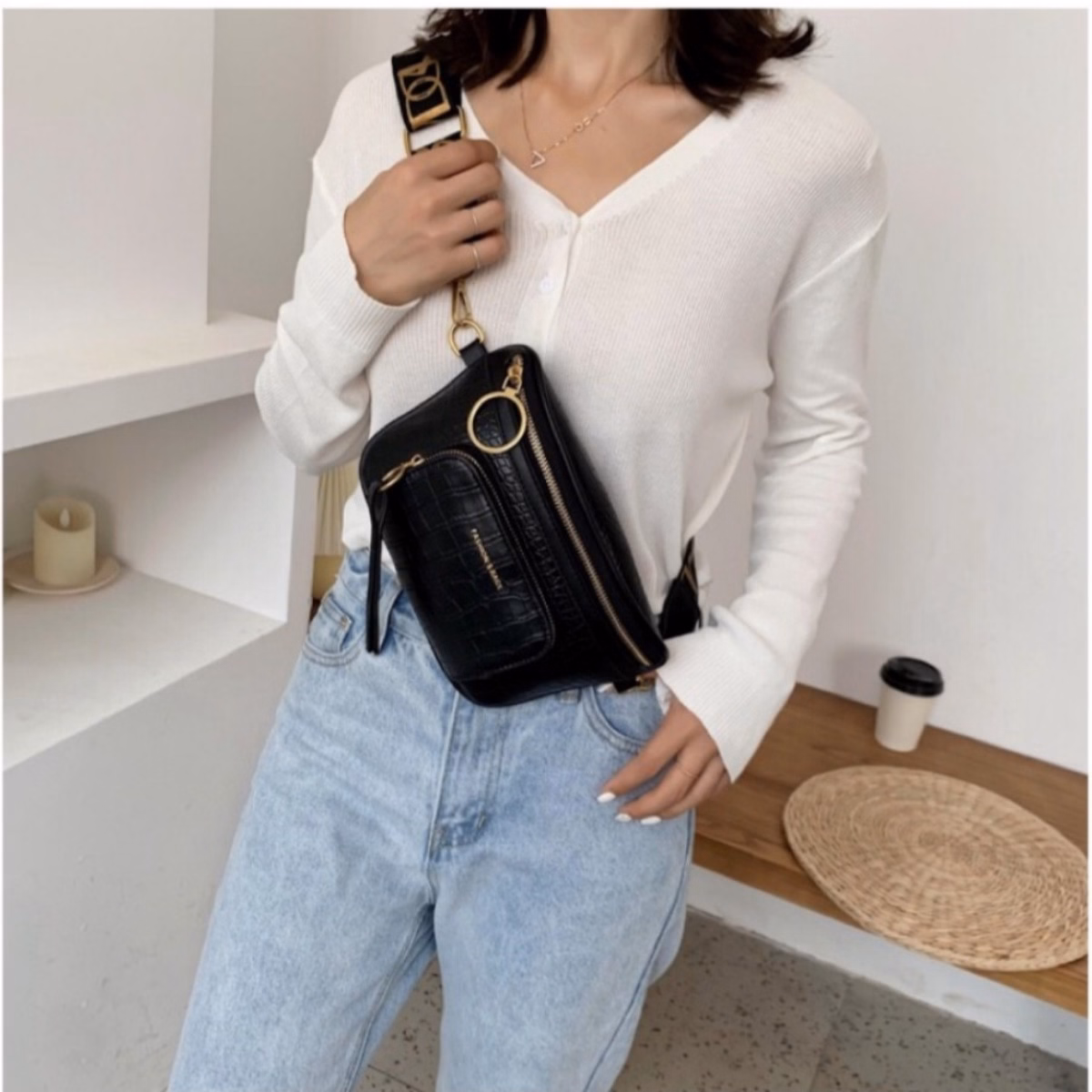 Túi Nữ Bao Tử Đeo Chéo Cao Cấp Dập Vân Size 20 T027 - Trùm Sỉ Vn - Ảnh 2