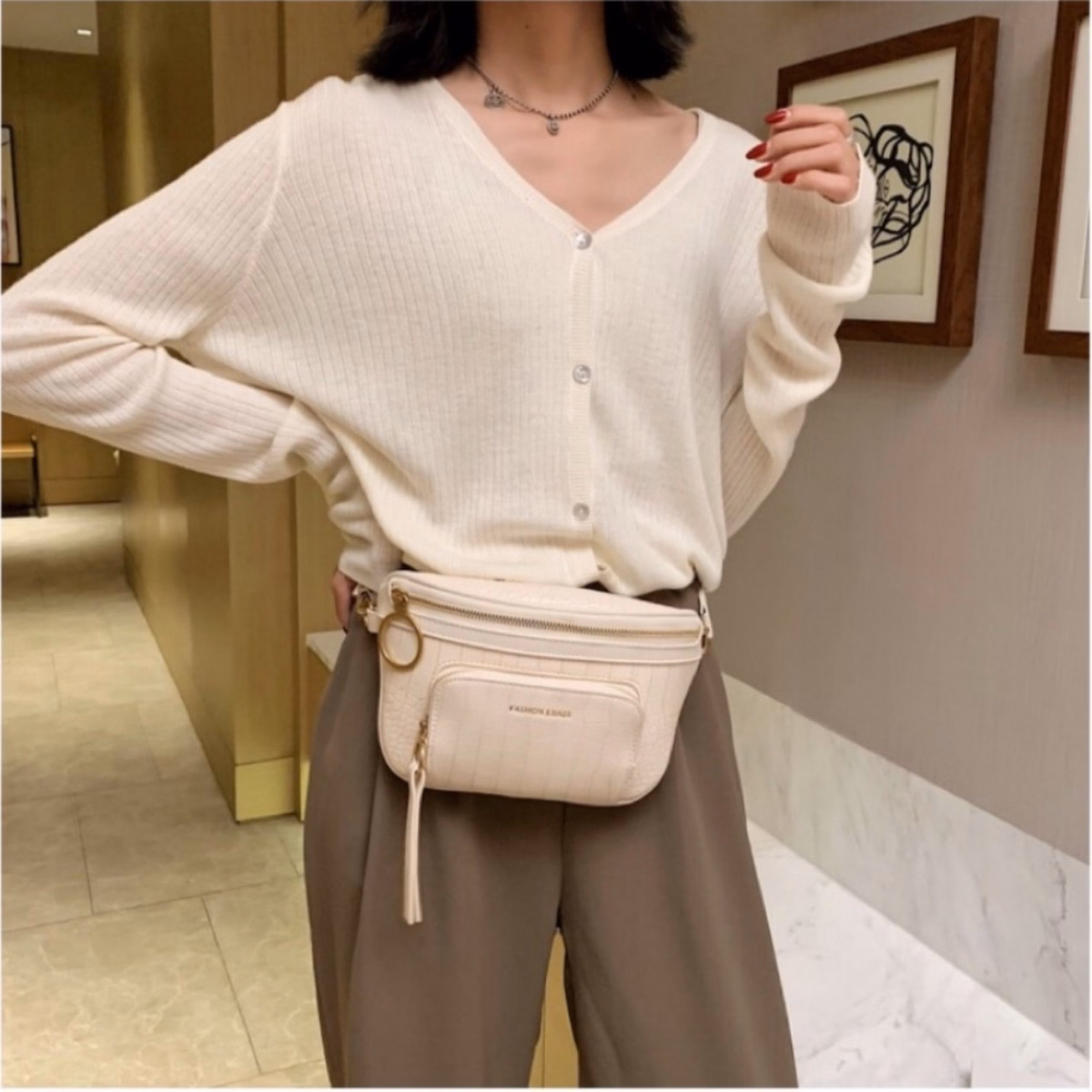 Túi Nữ Bao Tử Đeo Chéo Cao Cấp Dập Vân Size 20 T027 - Trùm Sỉ Vn - Ảnh 6