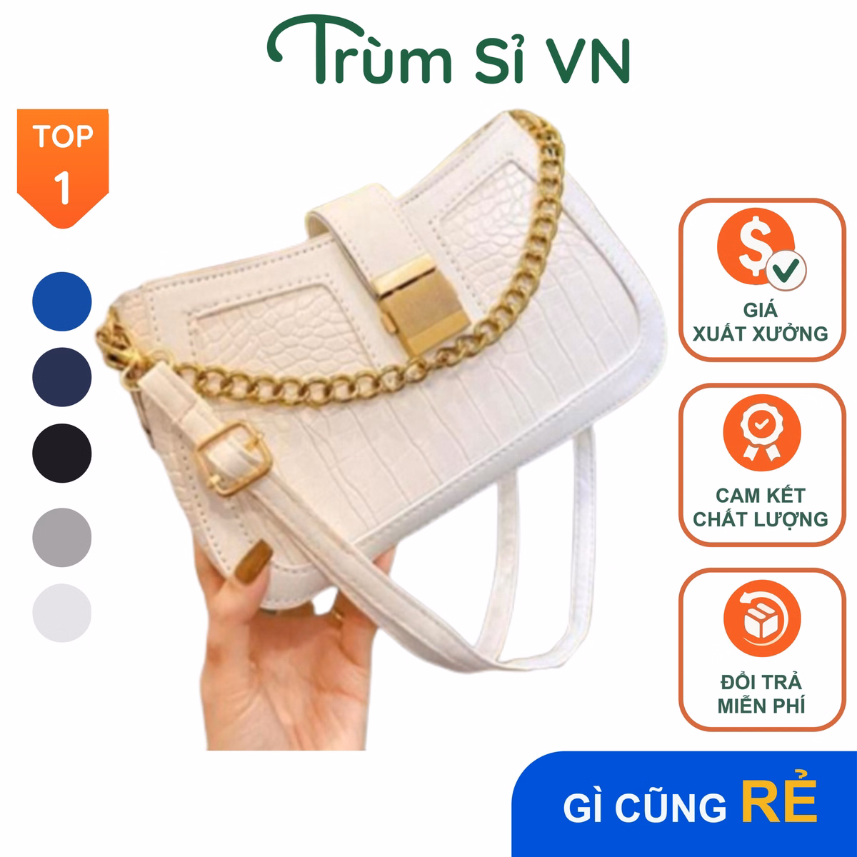 Túi Kẹp Nách Nữ Dập Vân Cao Cấp Túi Xách Nữ Đeo Chéo Size 22 T030 - Trùm Sỉ Vn