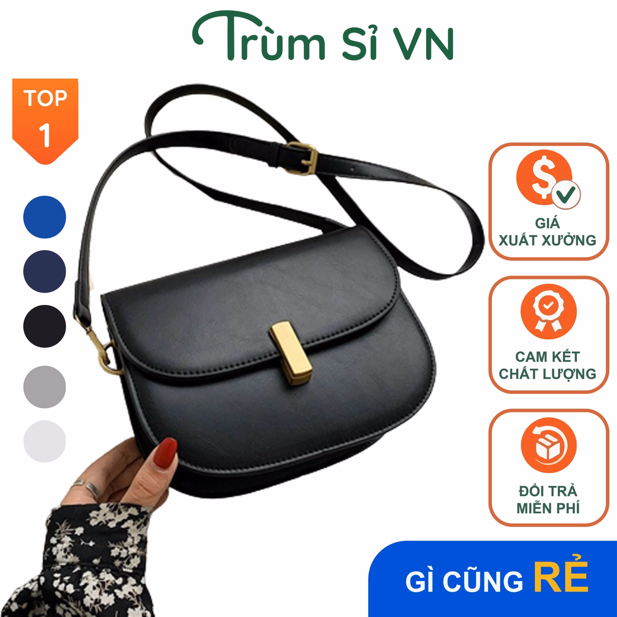 Túi Xách Nữ Đeo Chéo Cao Cấp Khóa Xoay Size 22 T056 - Trùm Sỉ Vn