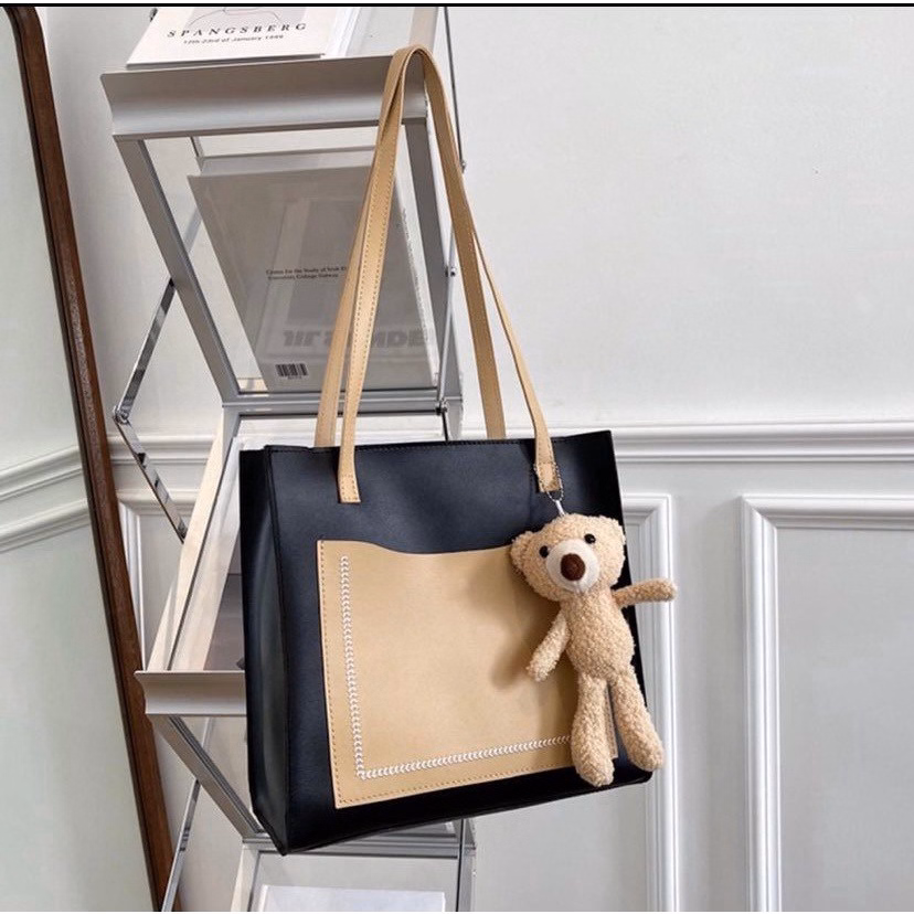 Túi Tote Công Sở Da Mềm Cao Cấp Tặng Kèm Móc Treo Gấu Size 32 T058 - Trùm Sỉ Vn - Ảnh 2