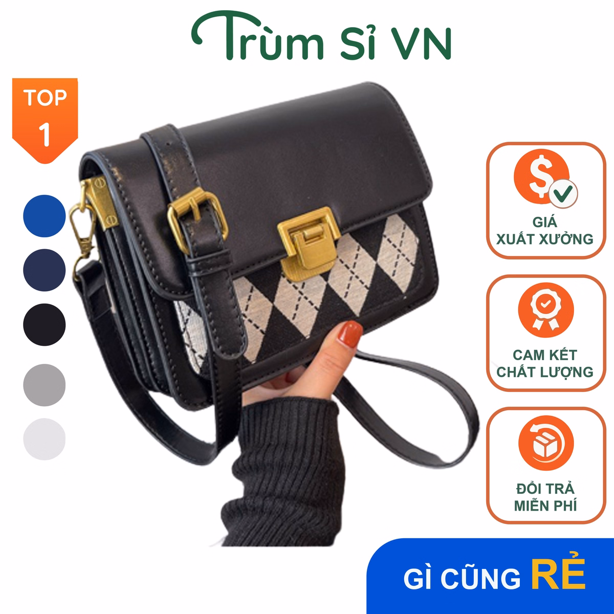 Túi Đeo Chéo Cao Cấp Túi Xách Kẻ Sọc Size 20 T068 - Trùm Sỉ Vn