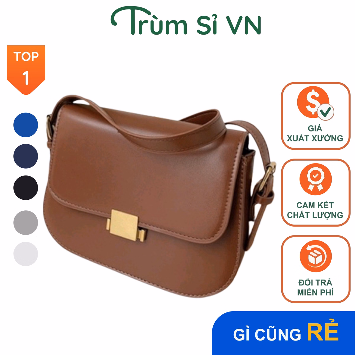 Túi Xách Nữ Kẹp Nách Đeo Chéo Cao Cấp Da Lì Size 22 T071 - Trùm Sỉ Vn