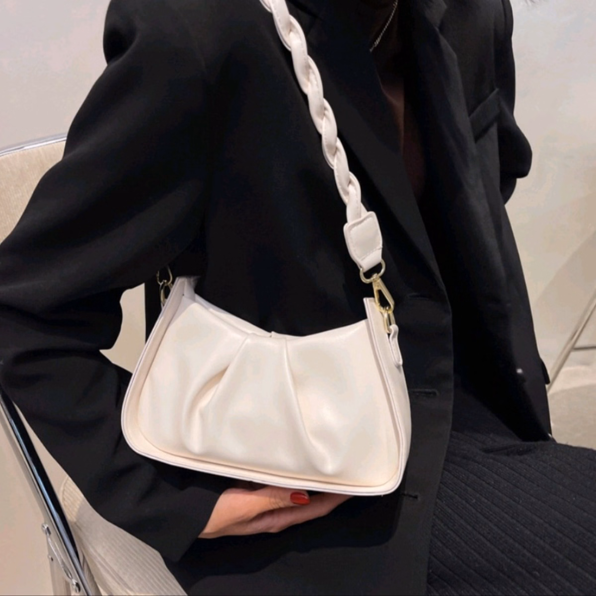 Túi Xách Nữ Đeo Chéo Xếp Ly Cao Cấp Quai Tết Da Lì Size 22 T073 - Trùm Sỉ Vn - Ảnh 3