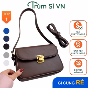 Túi Xách Nữ Cao Cấp Nắp Gập Da Lì 2 Dây Đi Kèm Size 22 T111 - Trùm Sỉ Vn