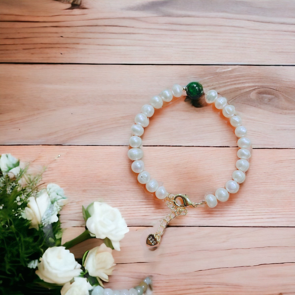 Vòng Tay Ngọc Trai Nuôi Phối Đá Ngọc Cẩm Thạch Sơn Thủy - Thắng Giang - Ảnh 2