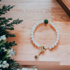 Vòng Tay Ngọc Trai Nuôi Phối Đá Ngọc Cẩm Thạch Sơn Thủy - Thắng Giang