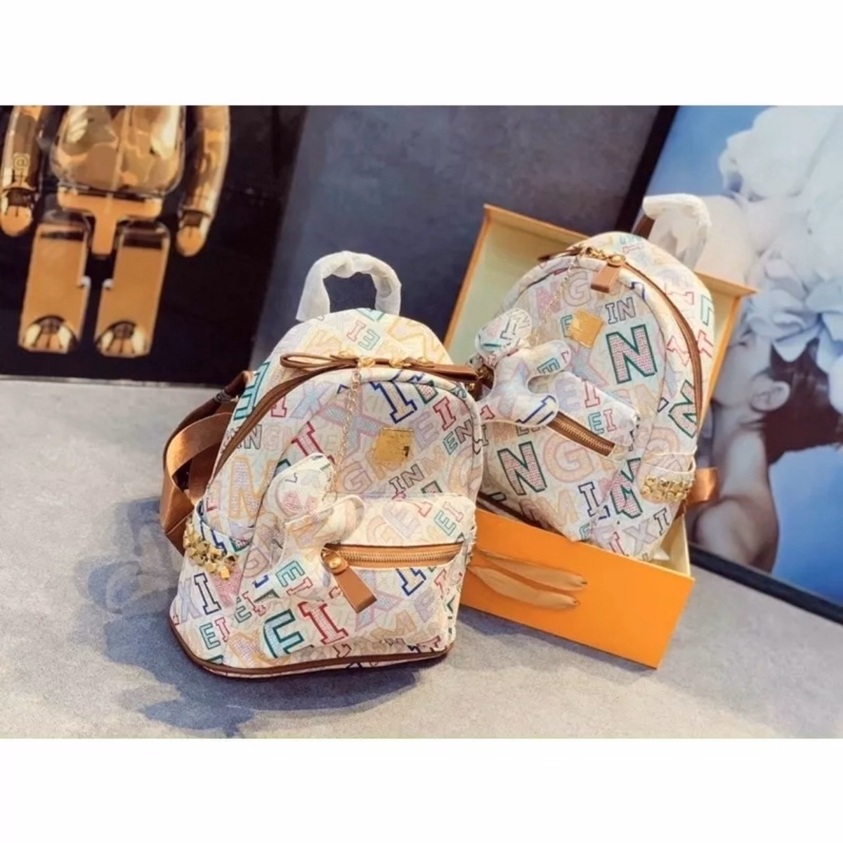 Balo Họa Tiết Chữ Đồ Họa Siêu Xinh Wh24 - Winnie House - Ảnh 5