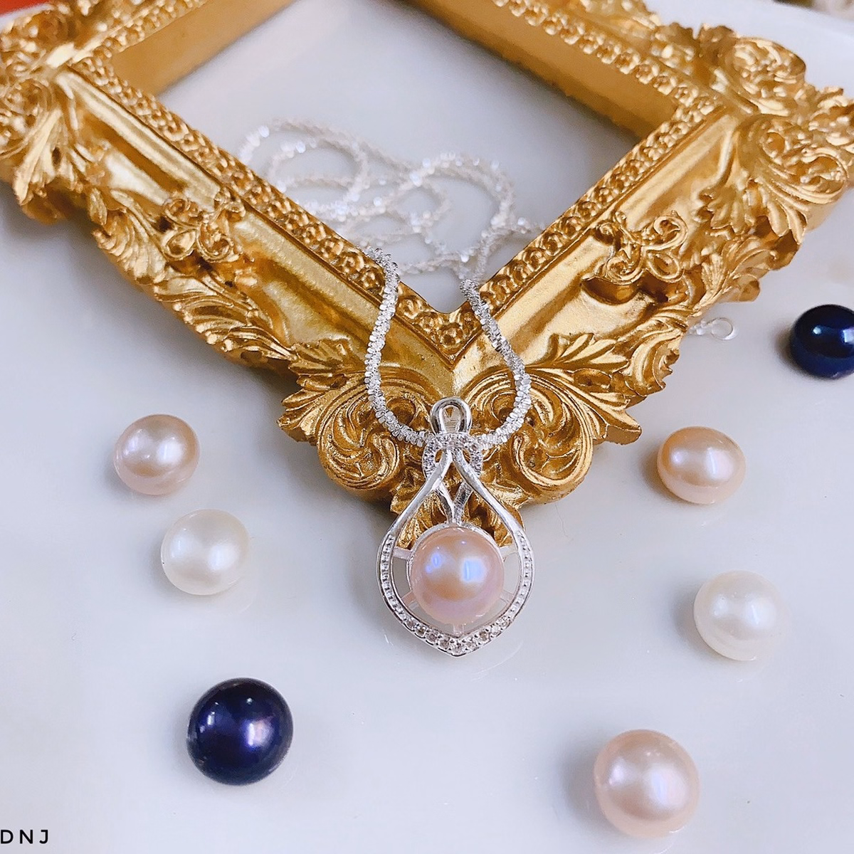 Dây Chuyền Xù Mặt Ngọc Trai Nuôi Nước Ngọt Thiên Nhiên Bạc Ta Cao Cấp - Thắng Giang - Ảnh 5