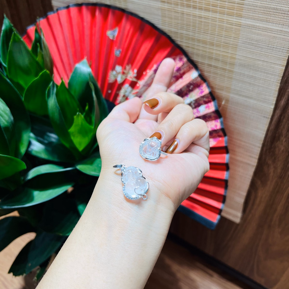 Bộ Trang Sức Hồ Ly , Tì Hưu Thạch Anh Trắng Thiên Nhiên Bọc Bạc Ta - Thắng Giang - Ảnh 6