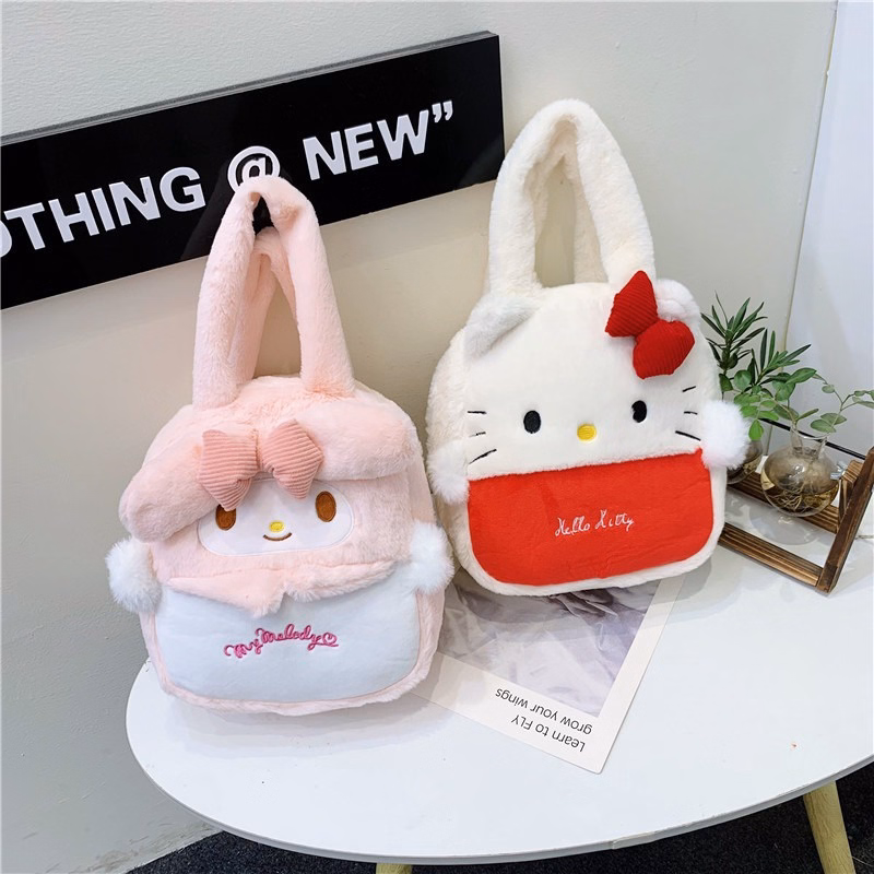 Túi Xách Sanrio Kuromi Đen, Kitty, My Melody Nhồi Bông Size Vừa Xinh Xắn Cá Tính Cho Bạn Nữ Đi Học, Du Lịch Tiện Lợi - Dmastore - Ảnh 5