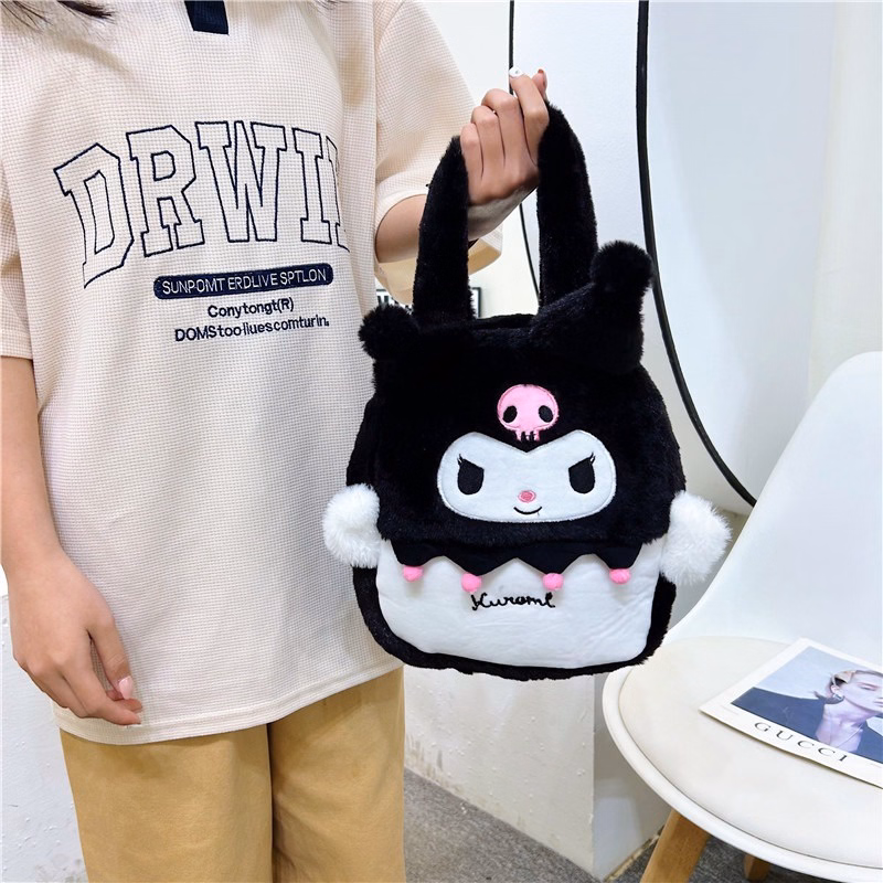 Túi Xách Sanrio Kuromi Đen, Kitty, My Melody Nhồi Bông Size Vừa Xinh Xắn Cá Tính Cho Bạn Nữ Đi Học, Du Lịch Tiện Lợi - Dmastore - Ảnh 10