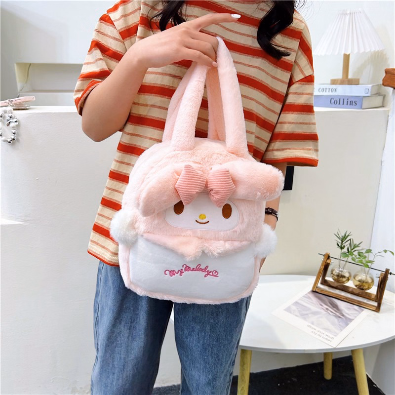 Túi Xách Sanrio Kuromi Đen, Kitty, My Melody Nhồi Bông Size Vừa Xinh Xắn Cá Tính Cho Bạn Nữ Đi Học, Du Lịch Tiện Lợi - Dmastore - Ảnh 17