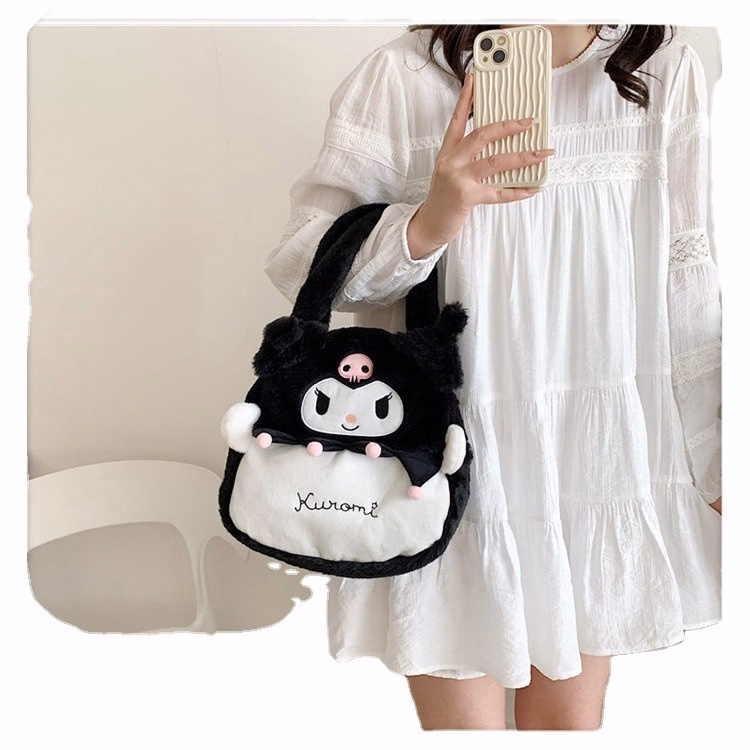 Túi Xách Sanrio Kuromi Đen, Kitty, My Melody Nhồi Bông Size Vừa Xinh Xắn Cá Tính Cho Bạn Nữ Đi Học, Du Lịch Tiện Lợi - Dmastore - Ảnh 3