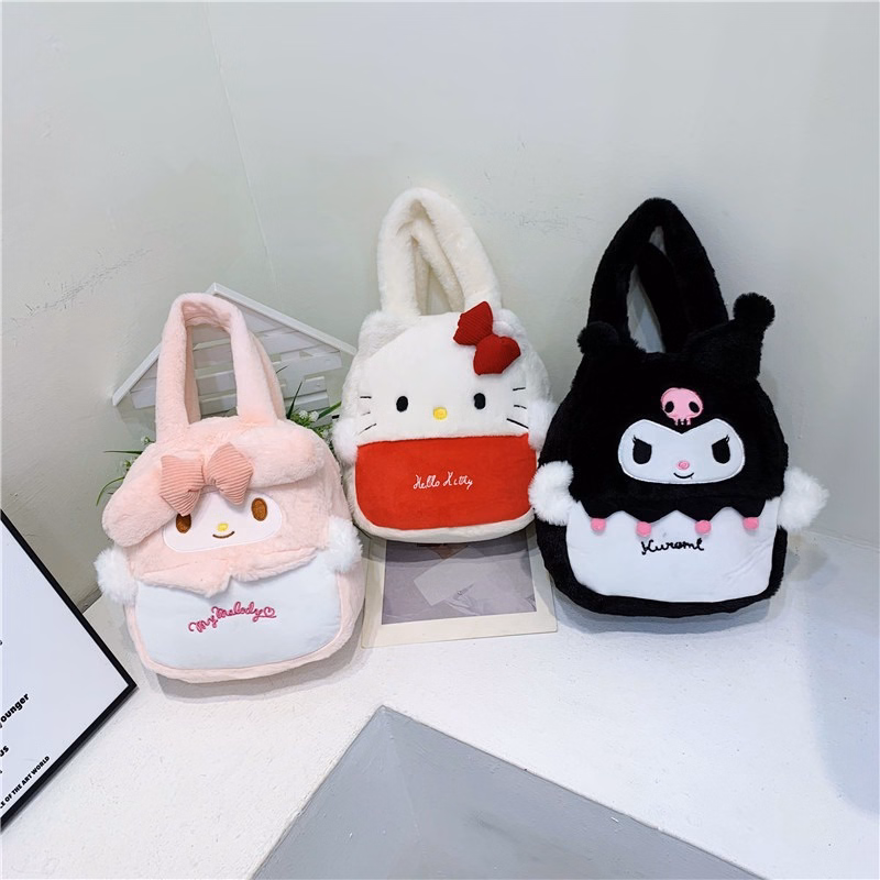 Túi Xách Sanrio Kuromi Đen, Kitty, My Melody Nhồi Bông Size Vừa Xinh Xắn Cá Tính Cho Bạn Nữ Đi Học, Du Lịch Tiện Lợi - Dmastore - Ảnh 14