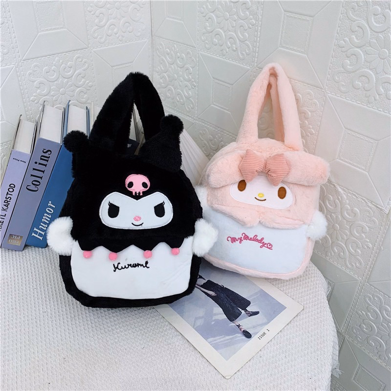 Túi Xách Sanrio Kuromi Đen, Kitty, My Melody Nhồi Bông Size Vừa Xinh Xắn Cá Tính Cho Bạn Nữ Đi Học, Du Lịch Tiện Lợi - Dmastore - Ảnh 2
