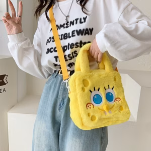 Túi Đeo Chéo Hình Spongebob Nhồi Bông Dễ Thương Cá Tính Có Quai Xách Unisex - Dmastore