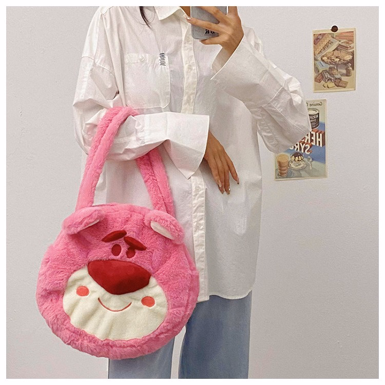 Túi Tote Học Sinh Hình Gấu Dâu Hồng Size Lớn Dạng Tròn Chia Ngăn Có Khóa Kéo Hottrend Độc Lạ Siêu Đáng Yêu - Dmastore - Ảnh 4