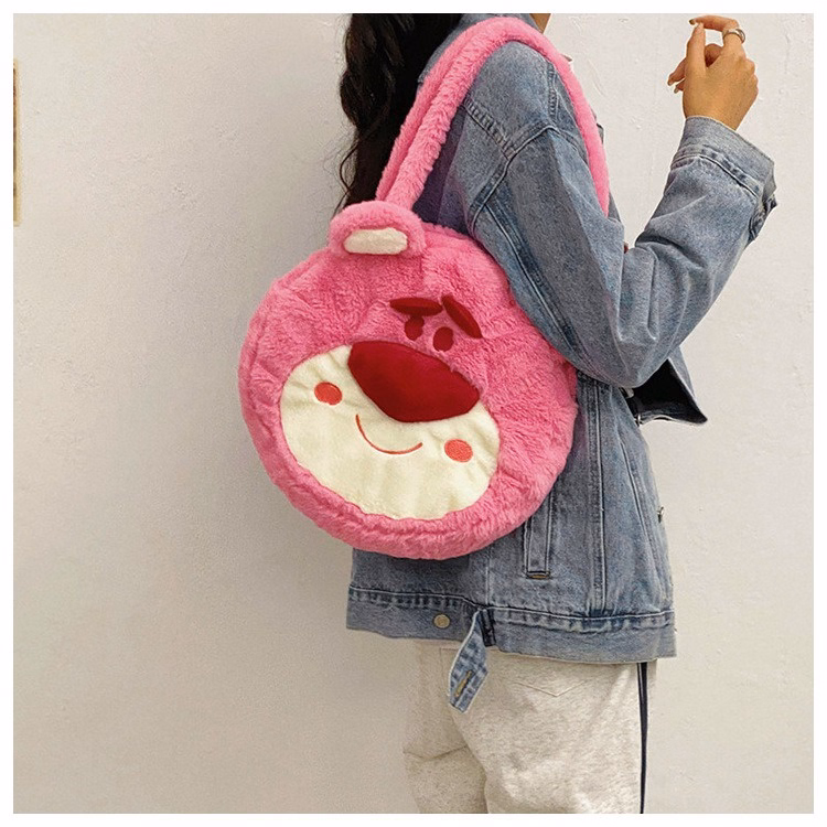 Túi Tote Học Sinh Hình Gấu Dâu Hồng Size Lớn Dạng Tròn Chia Ngăn Có Khóa Kéo Hottrend Độc Lạ Siêu Đáng Yêu - Dmastore - Ảnh 3