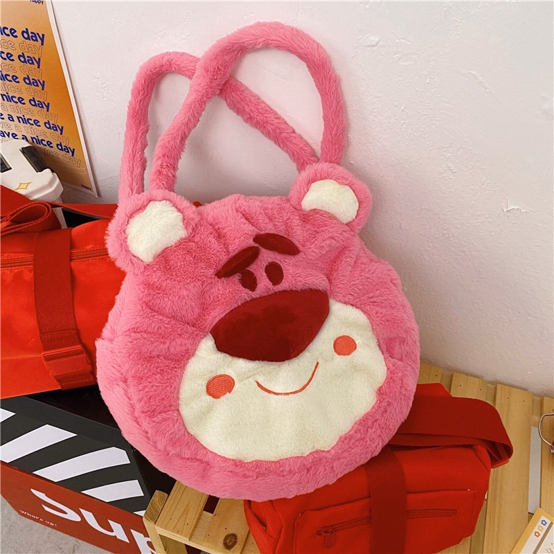 Túi Tote Học Sinh Hình Gấu Dâu Hồng Size Lớn Dạng Tròn Chia Ngăn Có Khóa Kéo Hottrend Độc Lạ Siêu Đáng Yêu - Dmastore - Ảnh 12