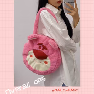 Túi Tote Học Sinh Hình Gấu Dâu Hồng Size Lớn Dạng Tròn Chia Ngăn Có Khóa Kéo Hottrend Độc Lạ Siêu Đáng Yêu - Dmastore