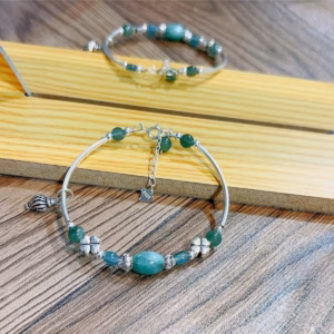 Vòng Tay Đá Cẩm Thạch Thiên Nhiên Phối Charm Bạc Ta - Thắng Giang