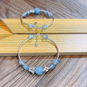 Vòng Tay Đá Aquamarine Thiên Nhiên Phối Charm - Thắng Giang