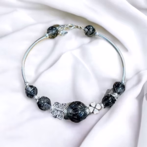 Vòng Tay Sen Thạch Anh Tóc Đen Thiên Nhiên Phối Charm Chuẩn - Thắng Giang