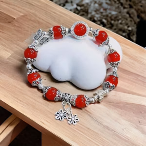 Vòng Tay Mã Não Đỏ Thiên Nhiên Phối Charm Bạc Ta Cao Cấp - Thắng Giang