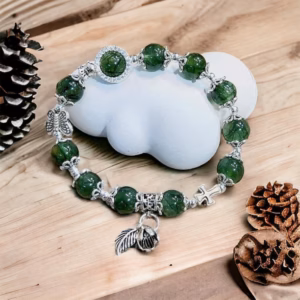 Vòng Tay Charm Bạc Ta Phối Đá Thạch Anh Tóc Xanh Thiên Nhiên - Thắng Giang