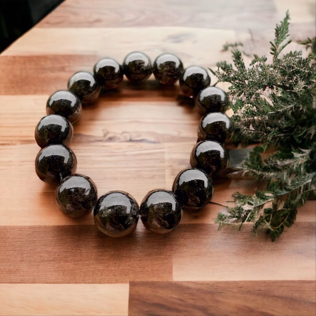 Vòng Tay Nam Đá Mã Não Đen 14 Ly - Thắng Giang